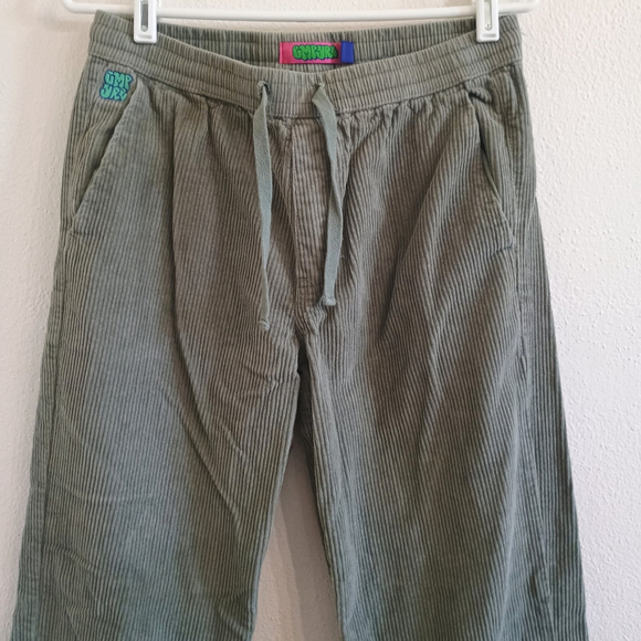 Empyre Relax Fit Pants Green Corduroy Chino Straight Leg Men S Skater Baggy Logo - Picture 2 of 6